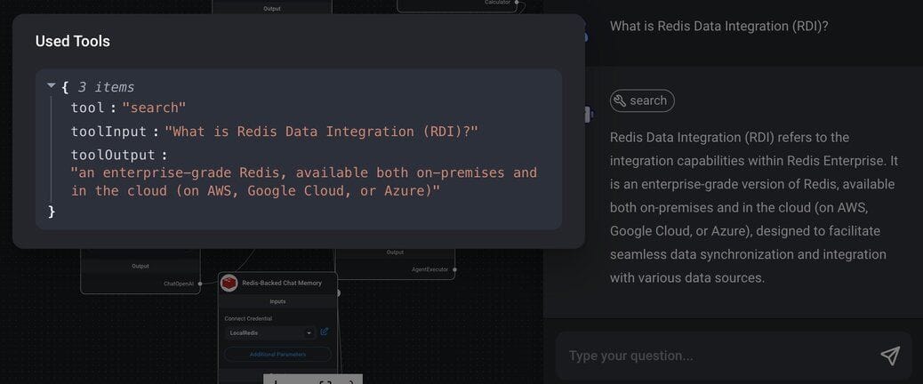 Viewing details of the SearchAPI tool used by the chatbot