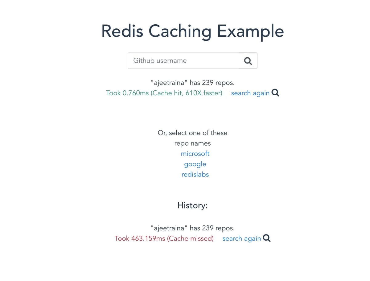 Screenshot of the basic caching demo application