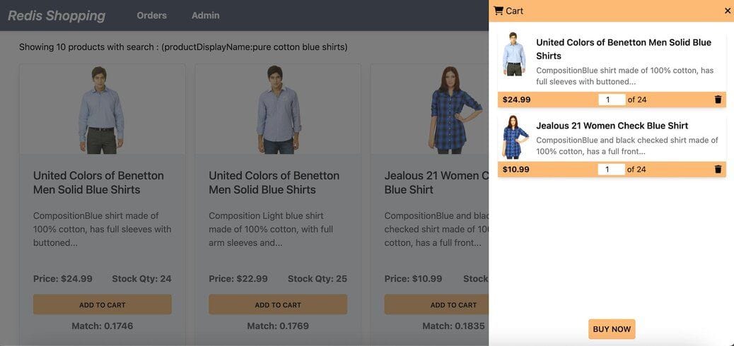 E-commerce shopping cart with product summary