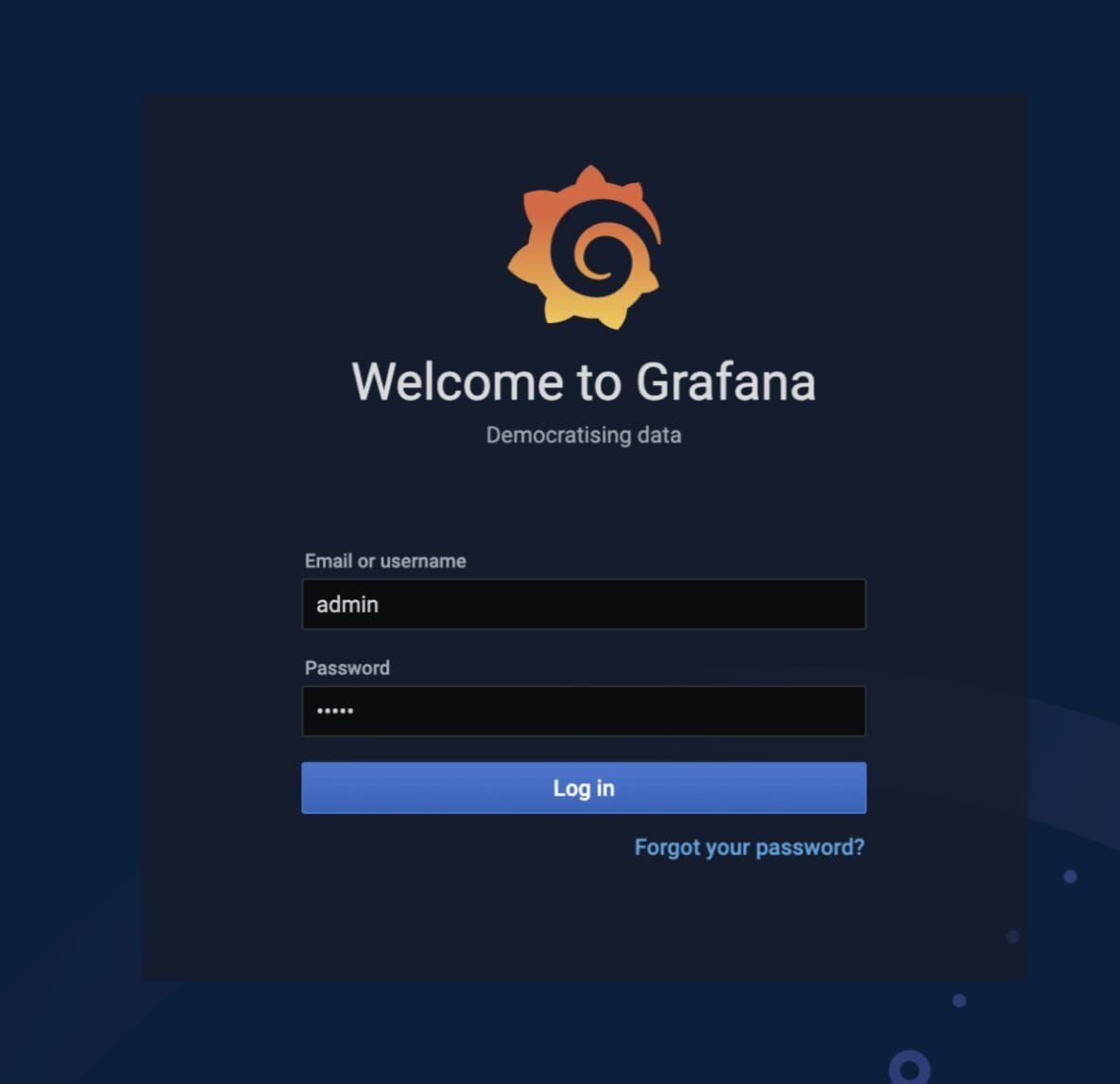 Grafana login page