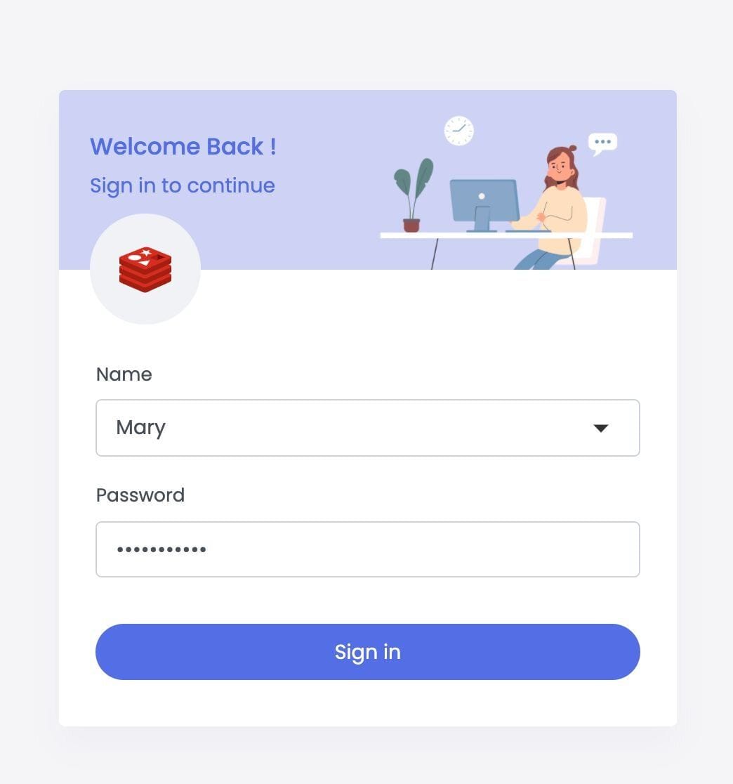 Chat application frontend showing user login and room list
