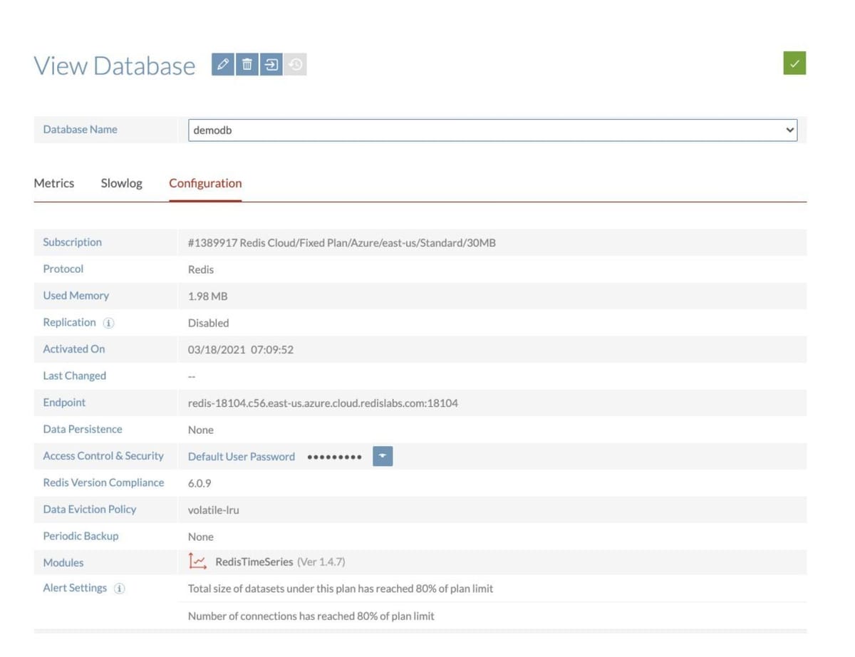 Redis Cloud subscription and database creation