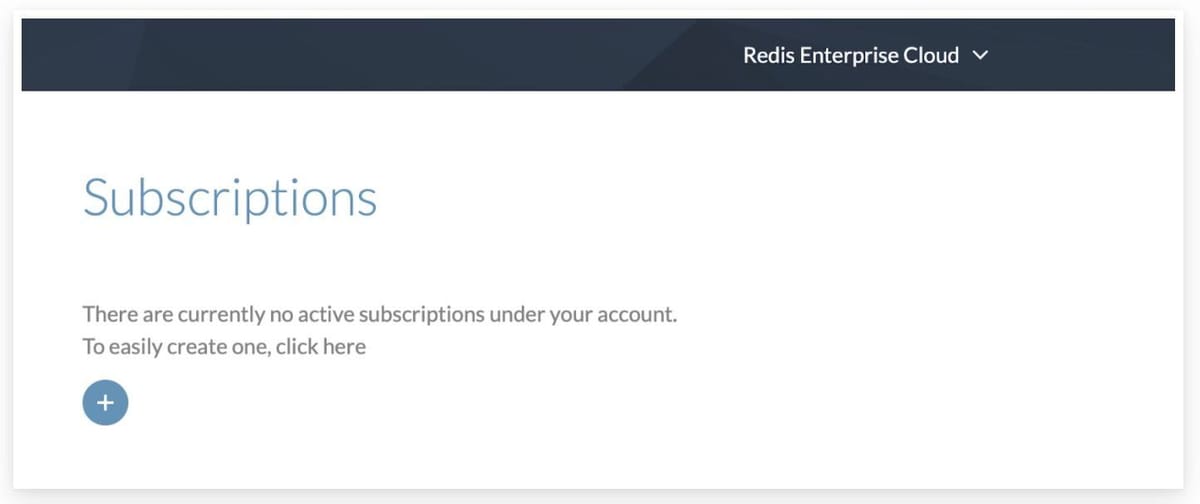 Redis Cloud registration and subscription interface