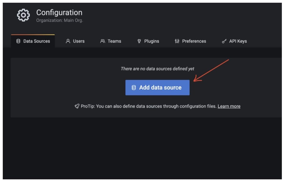 Adding a data source in Grafana