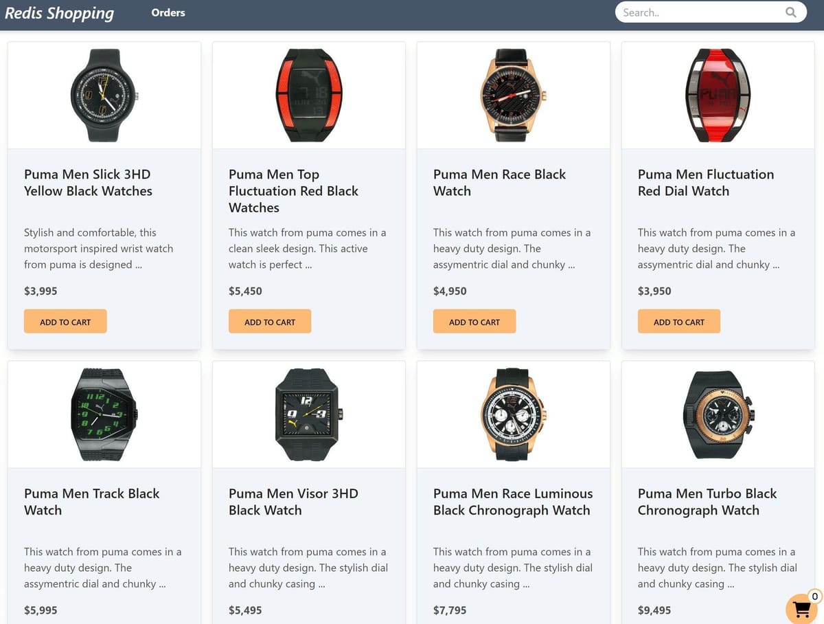 E-commerce app dashboard with search functionality