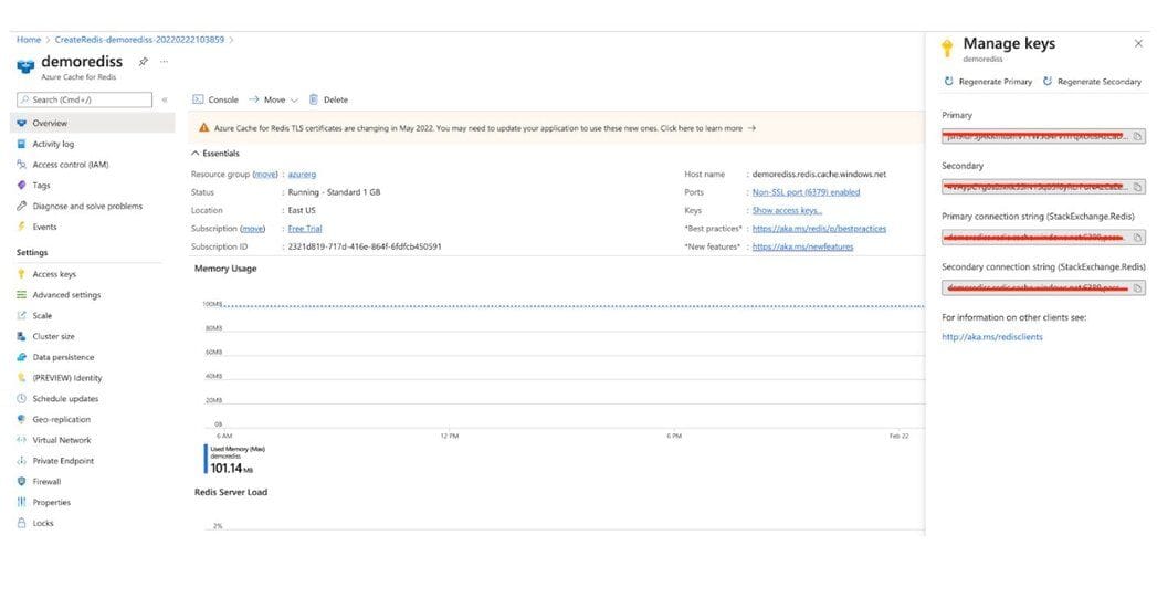 Deployment status page showing the successful creation of Azure resources