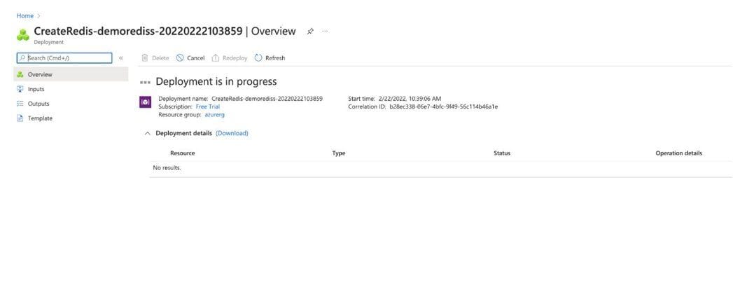 Reviewing the configuration before creating the Redis Cache instance