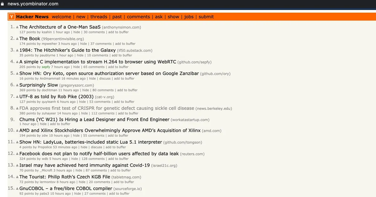 Hacker News clone application hero image