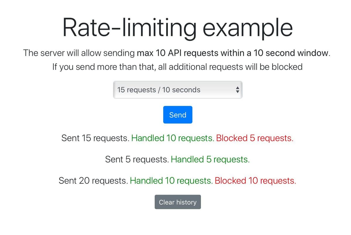 Screenshot of the deployed rate limiting application on Heroku