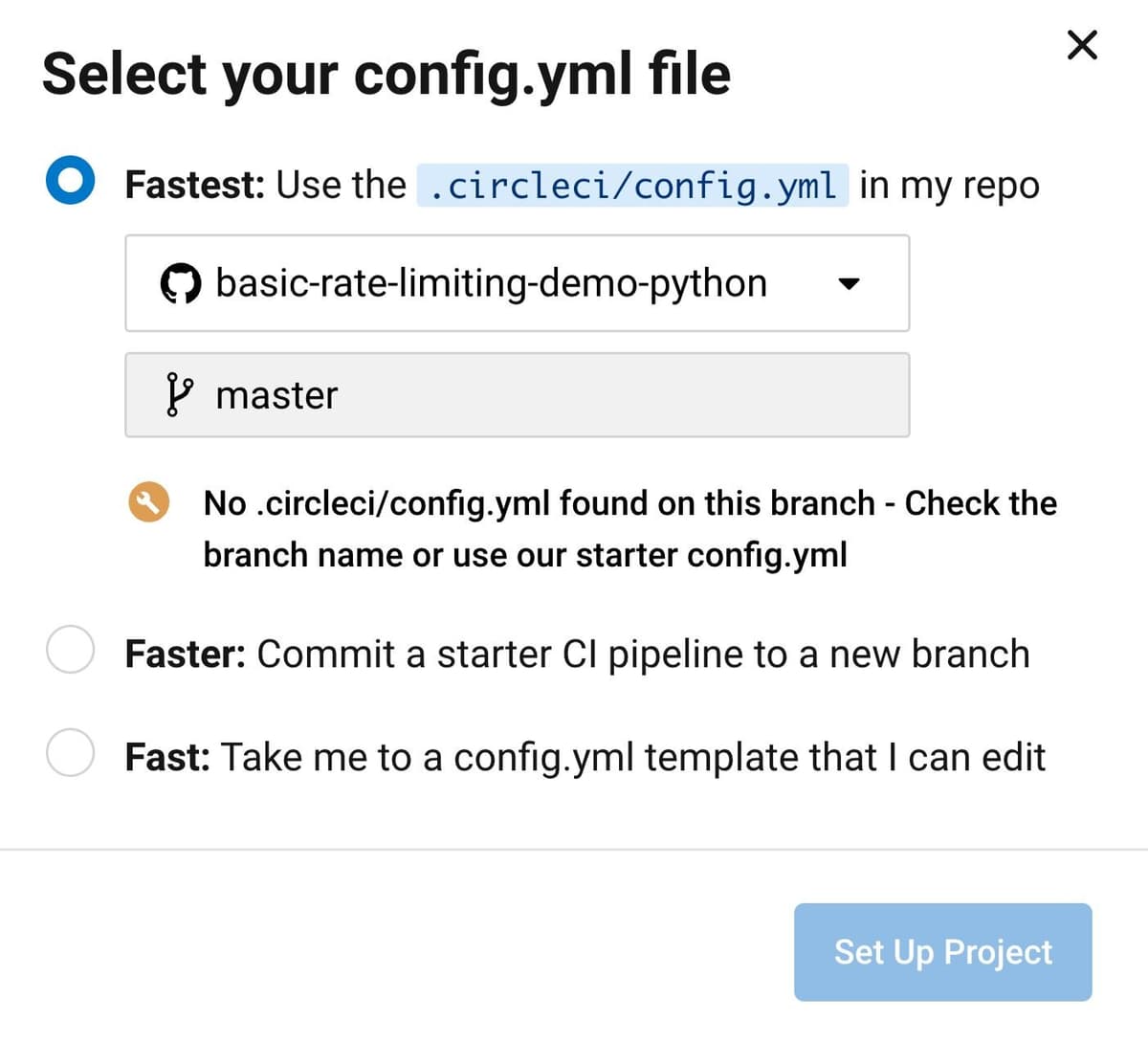 Creating a new CircleCI config.yml file from a template