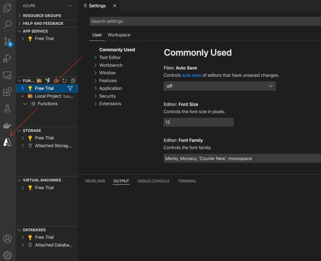 Connecting an Azure Function to an Azure account within VS Code