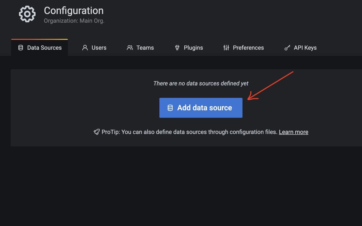 Adding a new data source in Grafana