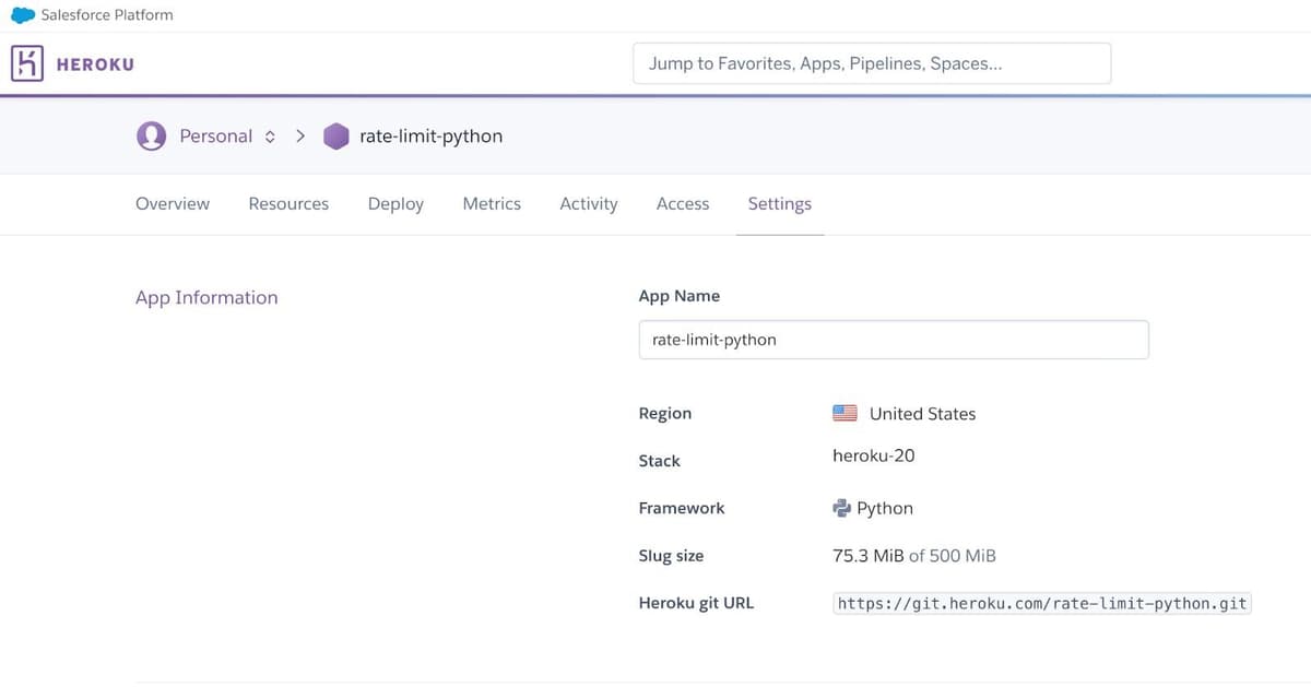 Creating a new application on the Heroku platform