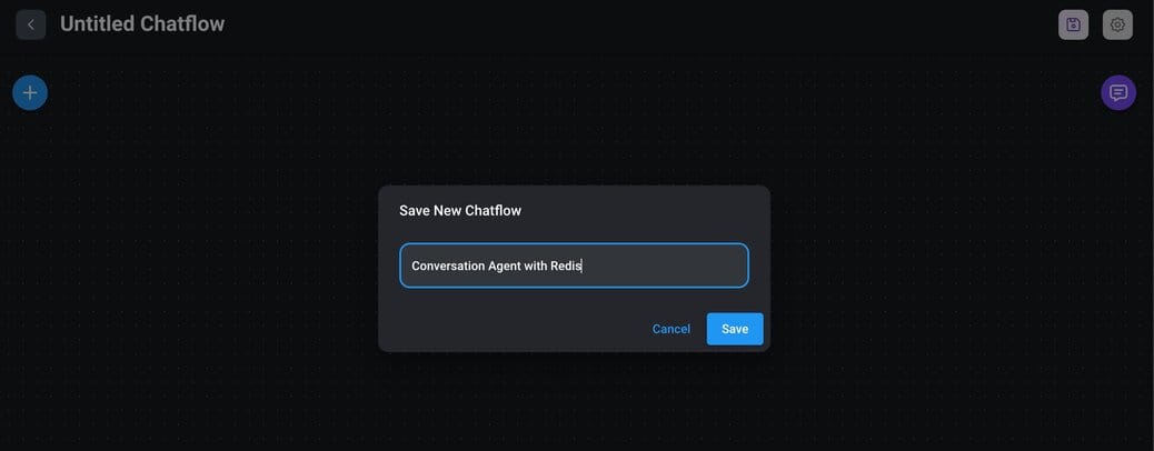 Saving and naming the new chatflow