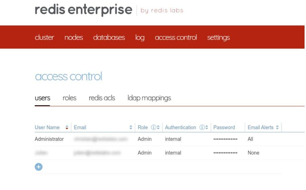 Accessing the Access Control section in the Redis Software management UI