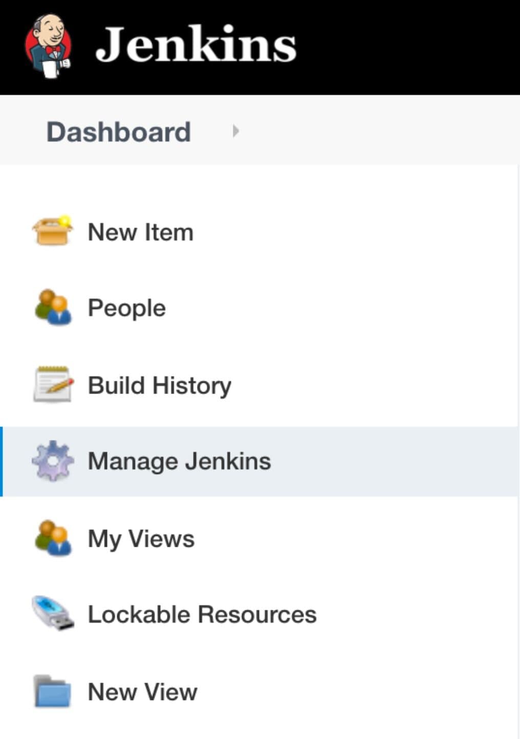 Navigating to the Manage Credentials menu in Jenkins