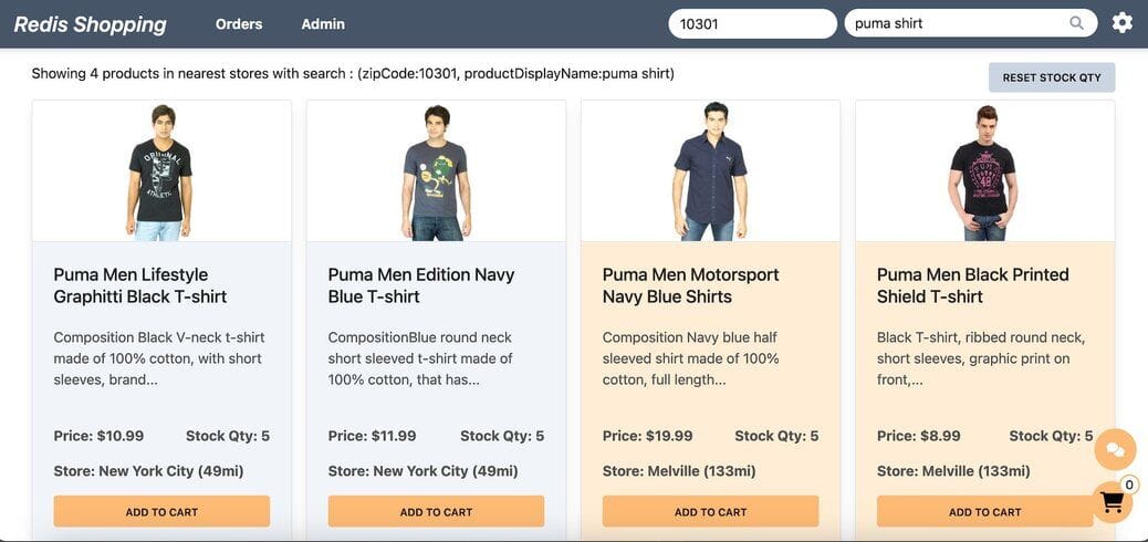 Dashboard configured for Geo Location search by zip code