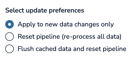 The Select update preferences section.