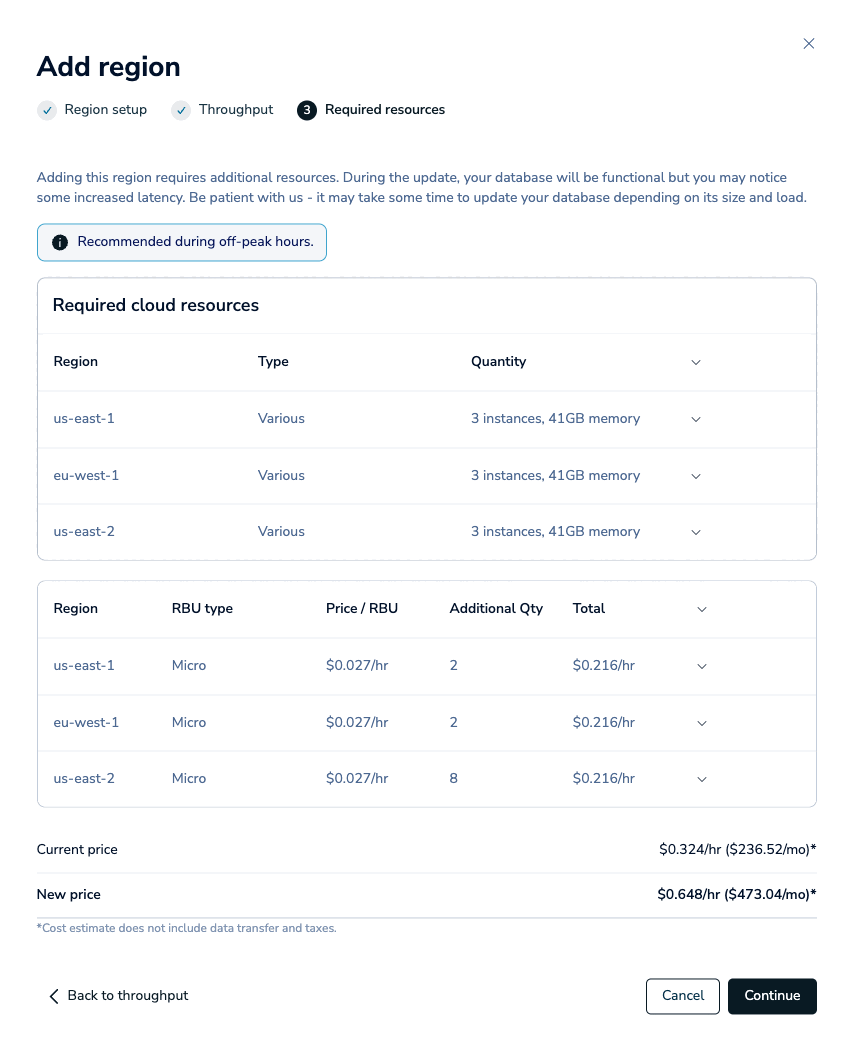 The Required resources step.
