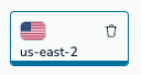 Select the Delete button to remove a region from your Active-Active subscription.